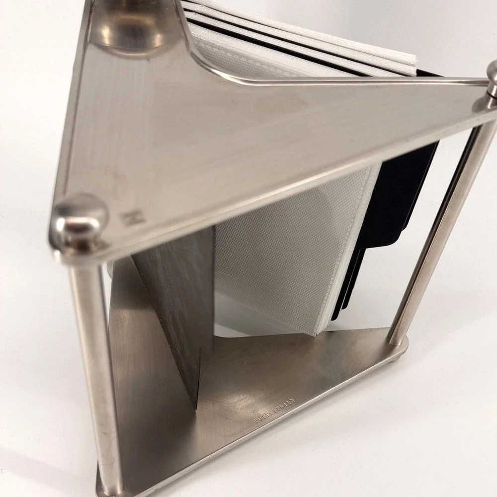 Pottery Barn Brushed Stainless Steel Rotary‎ 4x6 Photo Folio Rolodex Office